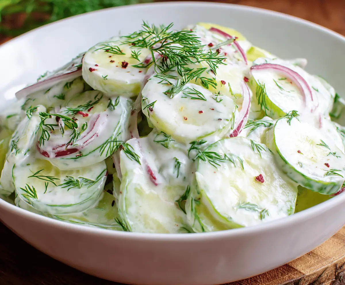 Easy Creamy Cucumber Salad Recipe