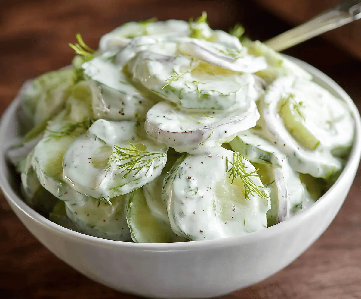 Easy Creamy Cucumber Salad Recipe