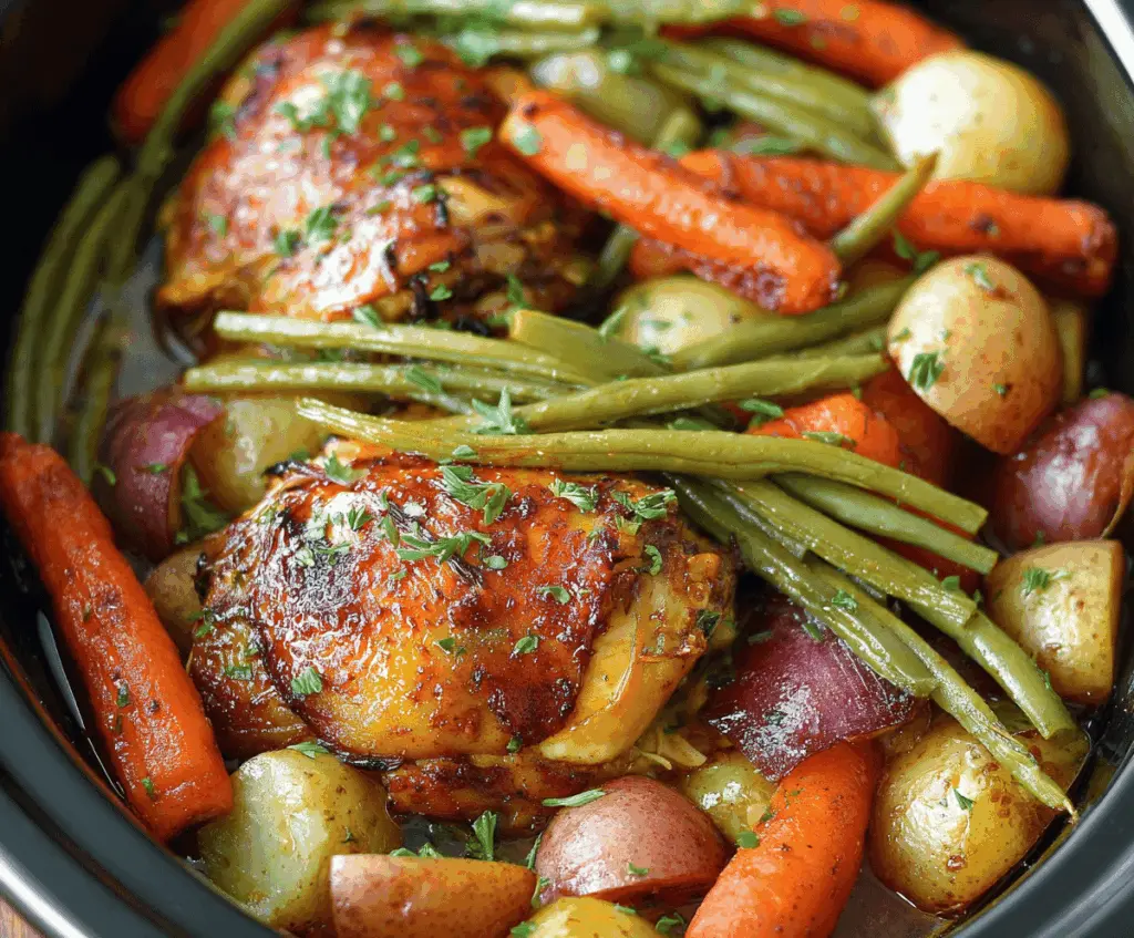 Easy Slow Cooker Honey Garlic Chicken with Veggies