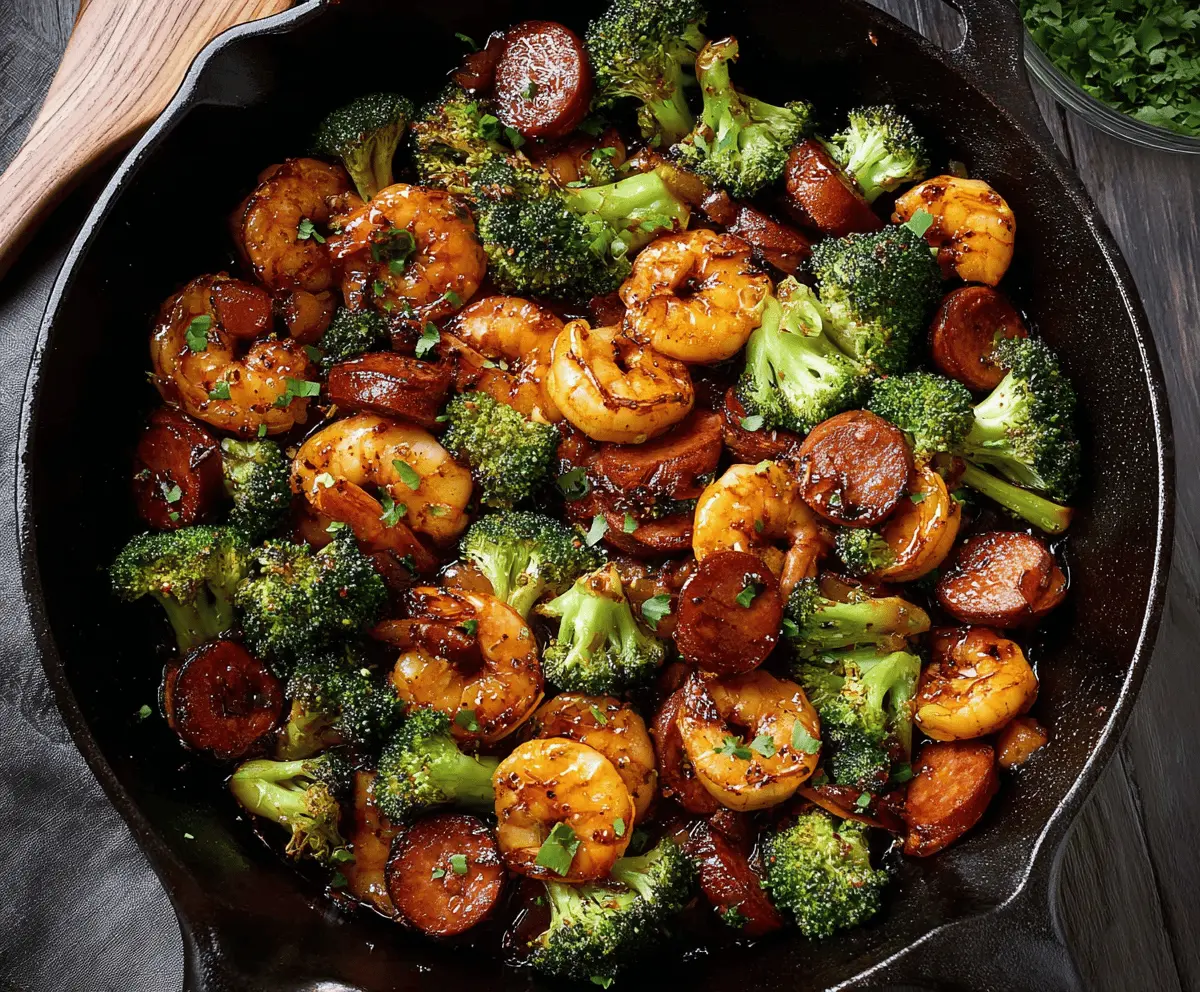 Savory Honey Garlic Shrimp and Sausage with Broccoli