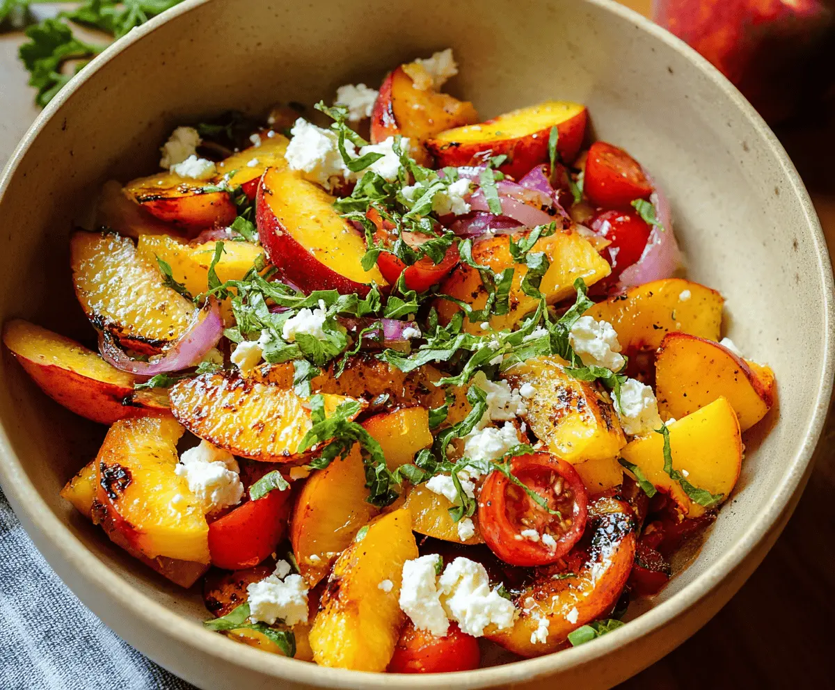 Simple Peach Feta Salad with Fresh Herbs