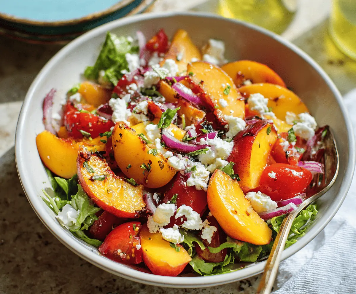 Simple Peach Feta Salad with Fresh Herbs