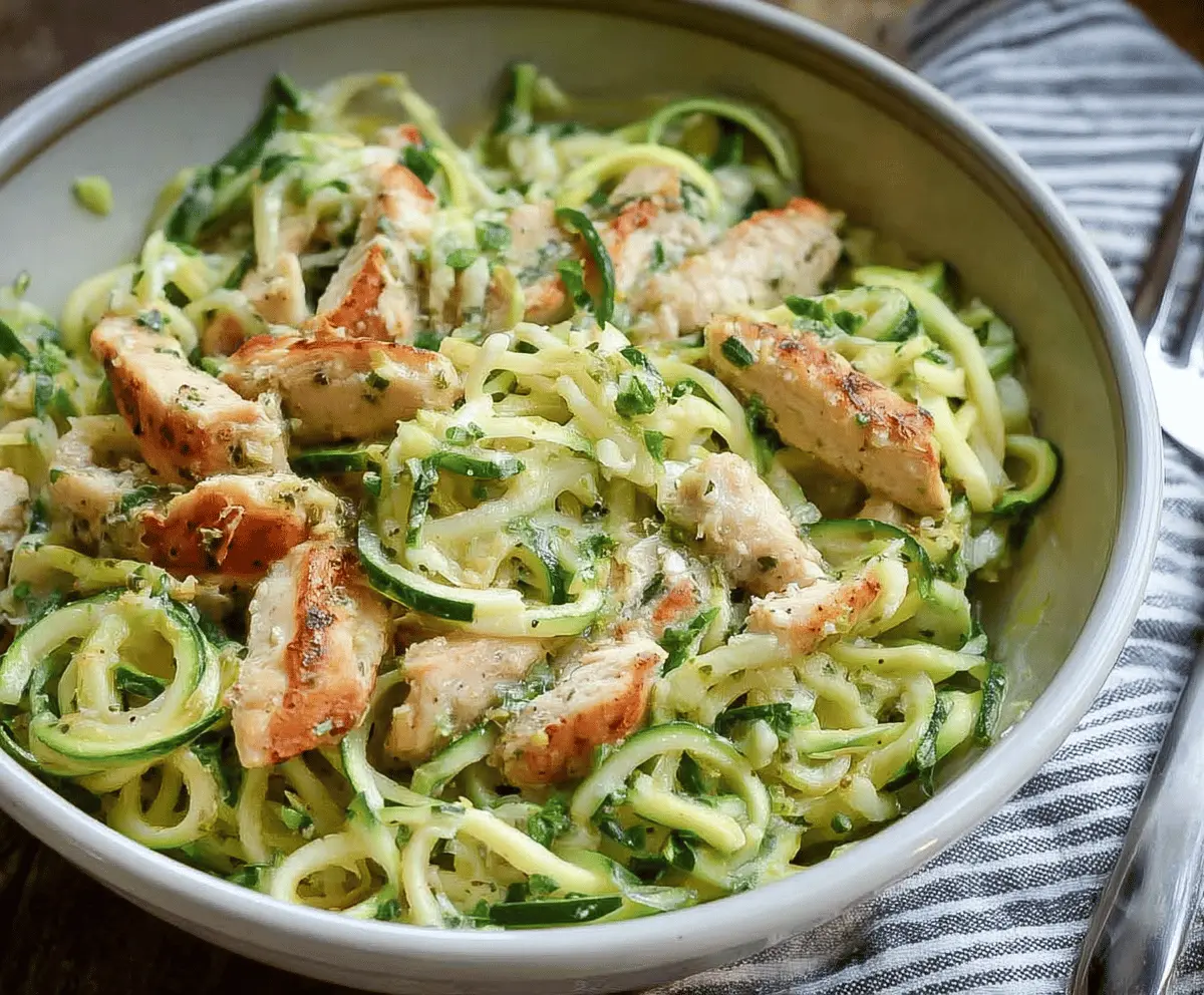 Creamy Zucchini Noodle Chicken Alfredo Recipe