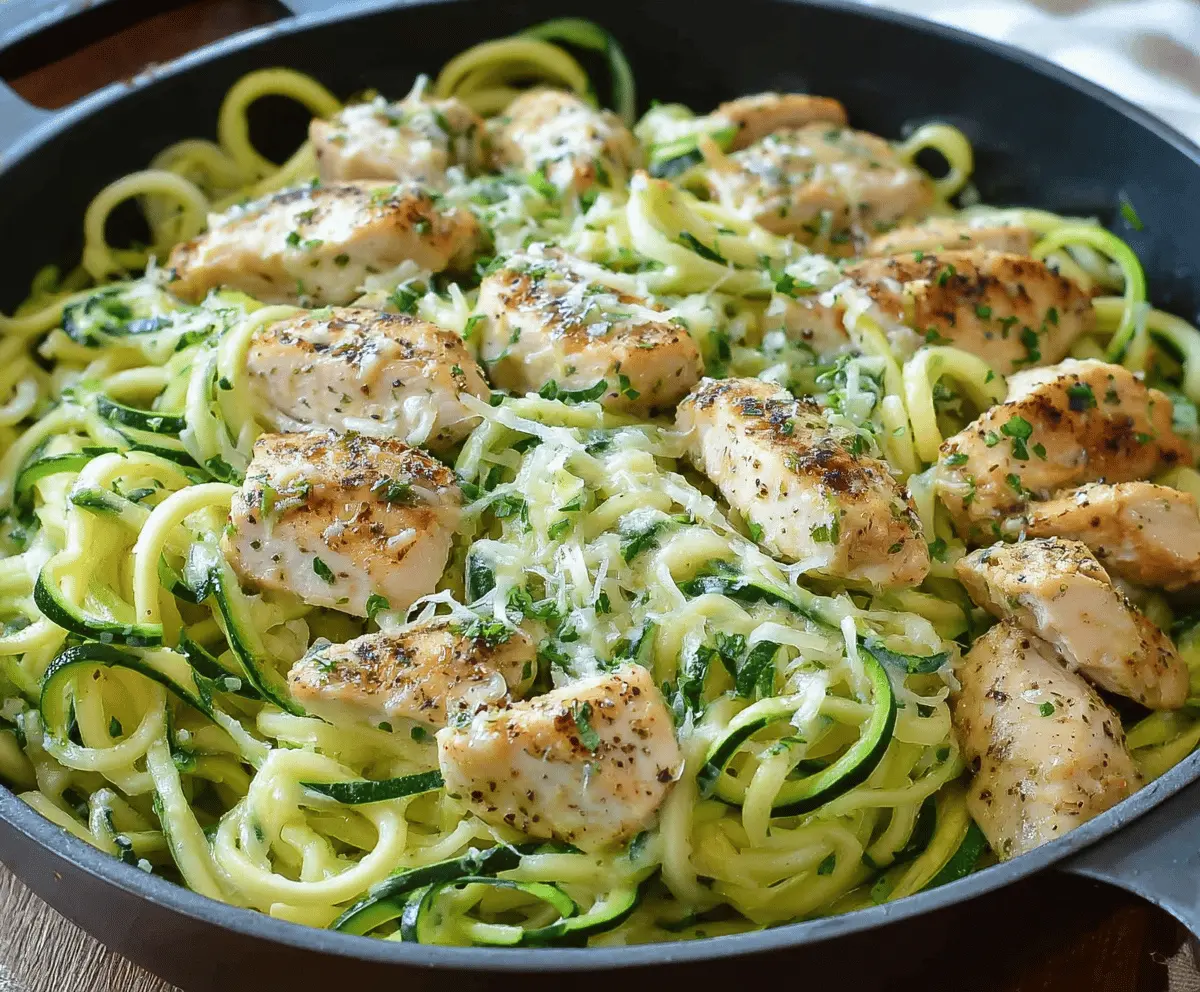 Creamy Zucchini Noodle Chicken Alfredo Recipe
