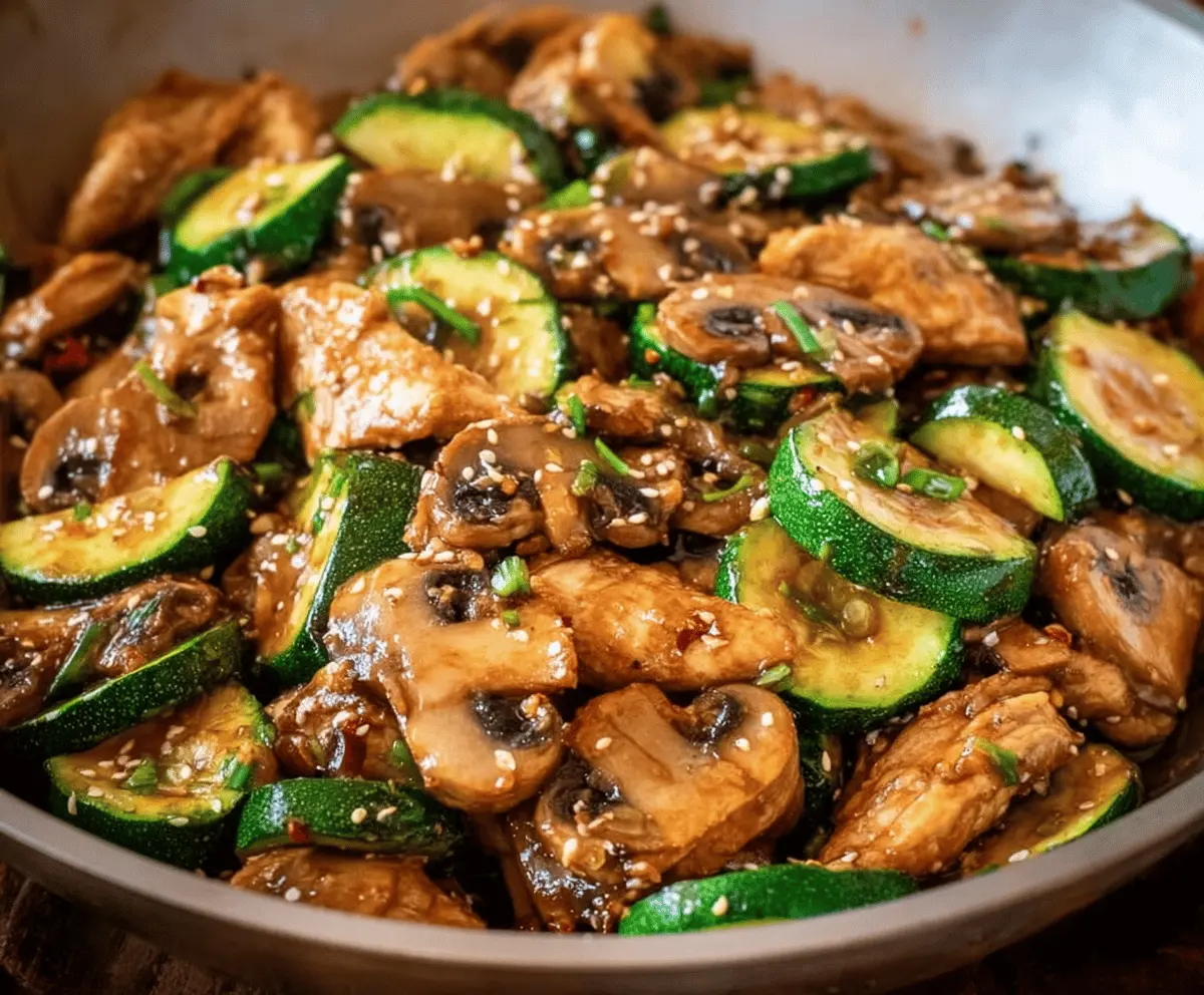 Easy Zucchini Mushroom Chicken Stir Fry Recipe