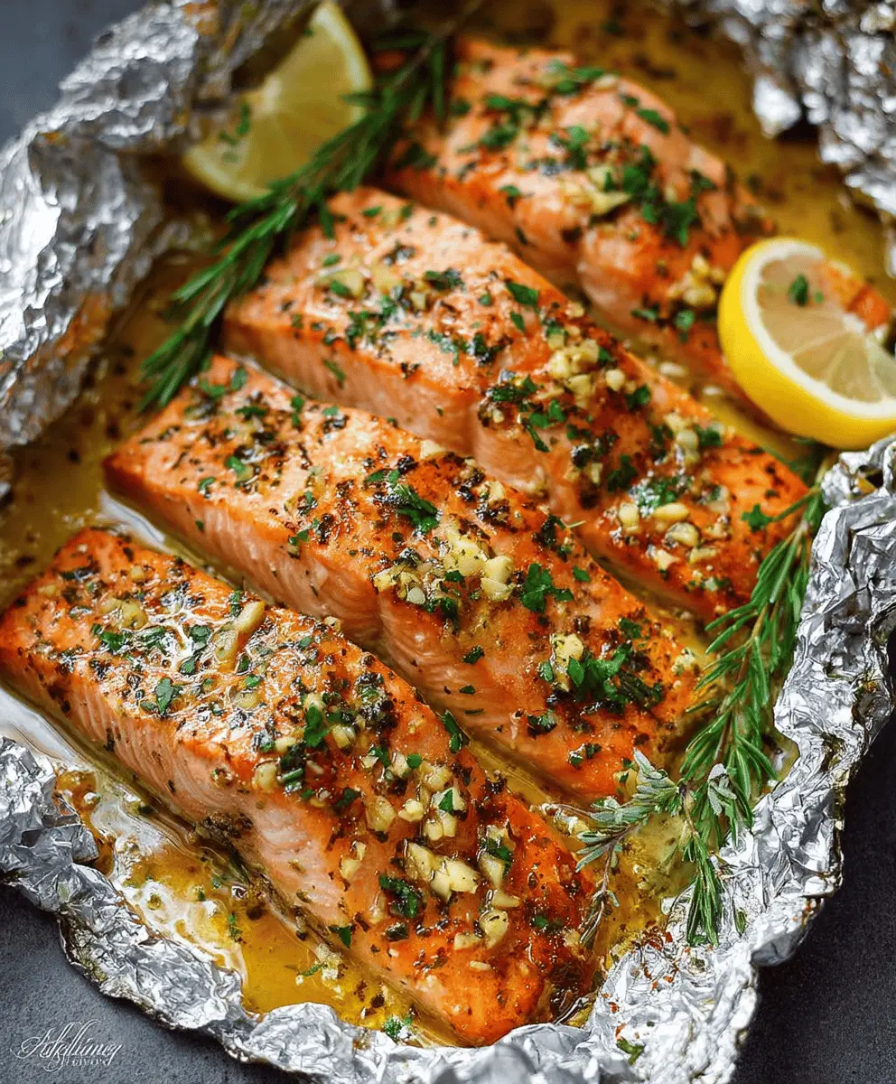 Easy Garlic Butter Salmon Foil Packets