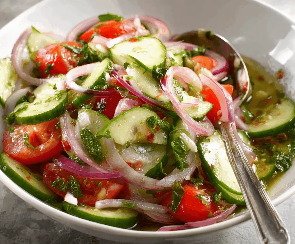 Marinated Cucumber Tomato And Onion Salad