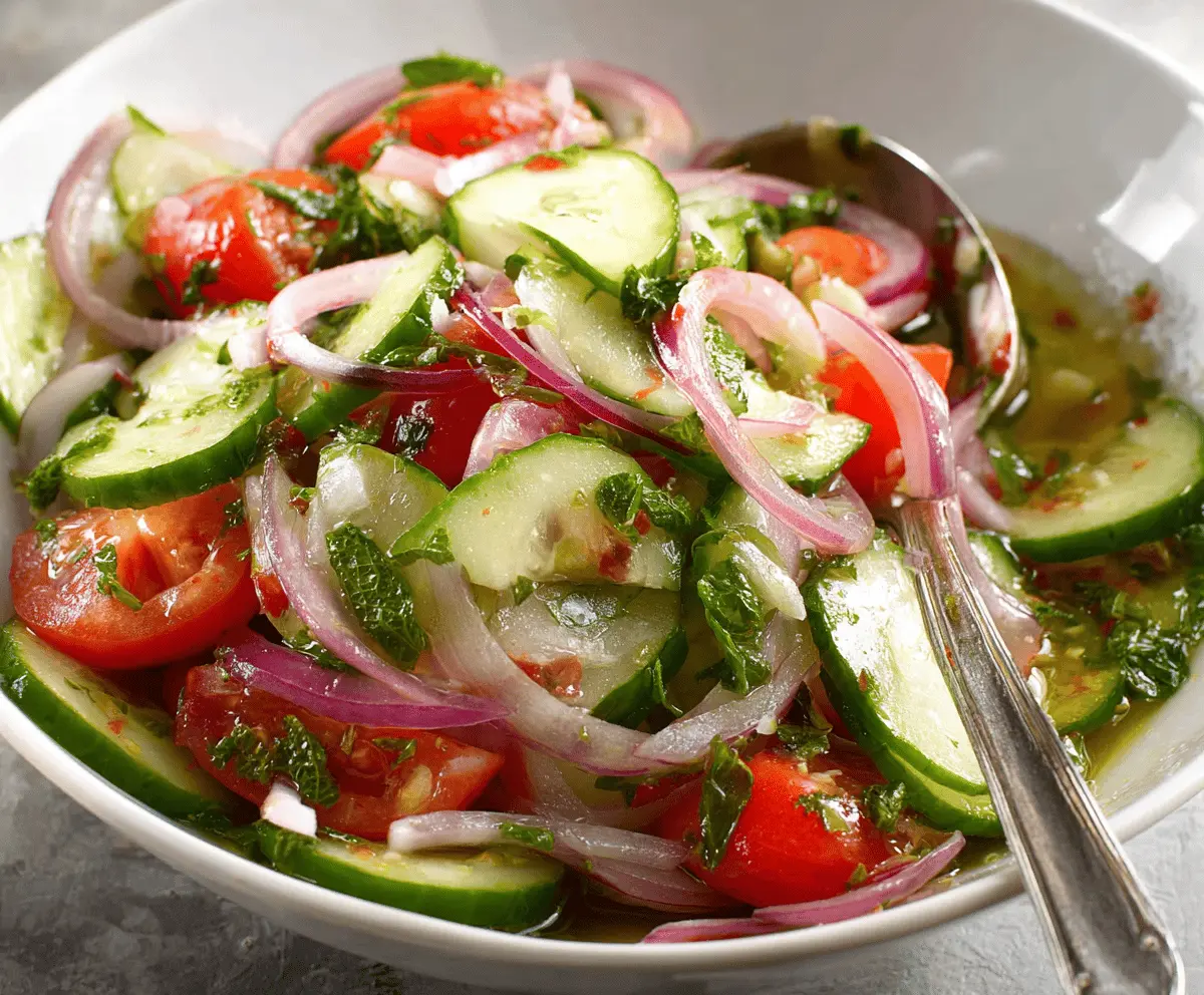 Marinated Cucumber Tomato And Onion Salad
