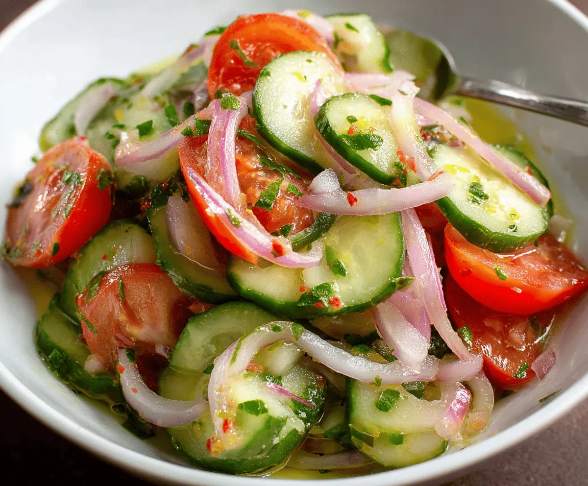 Marinated Cucumber Tomato And Onion Salad