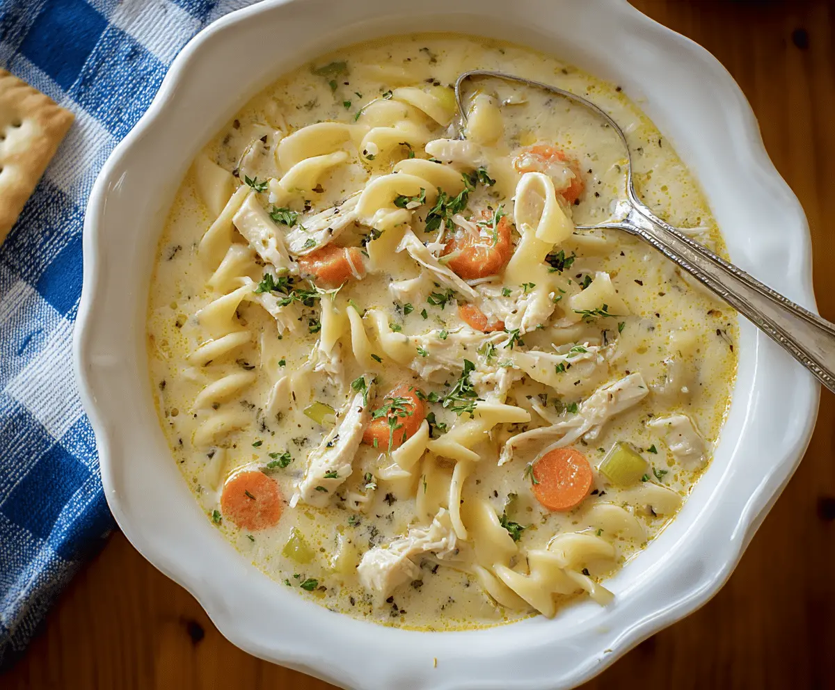 Creamy chicken noodle soup