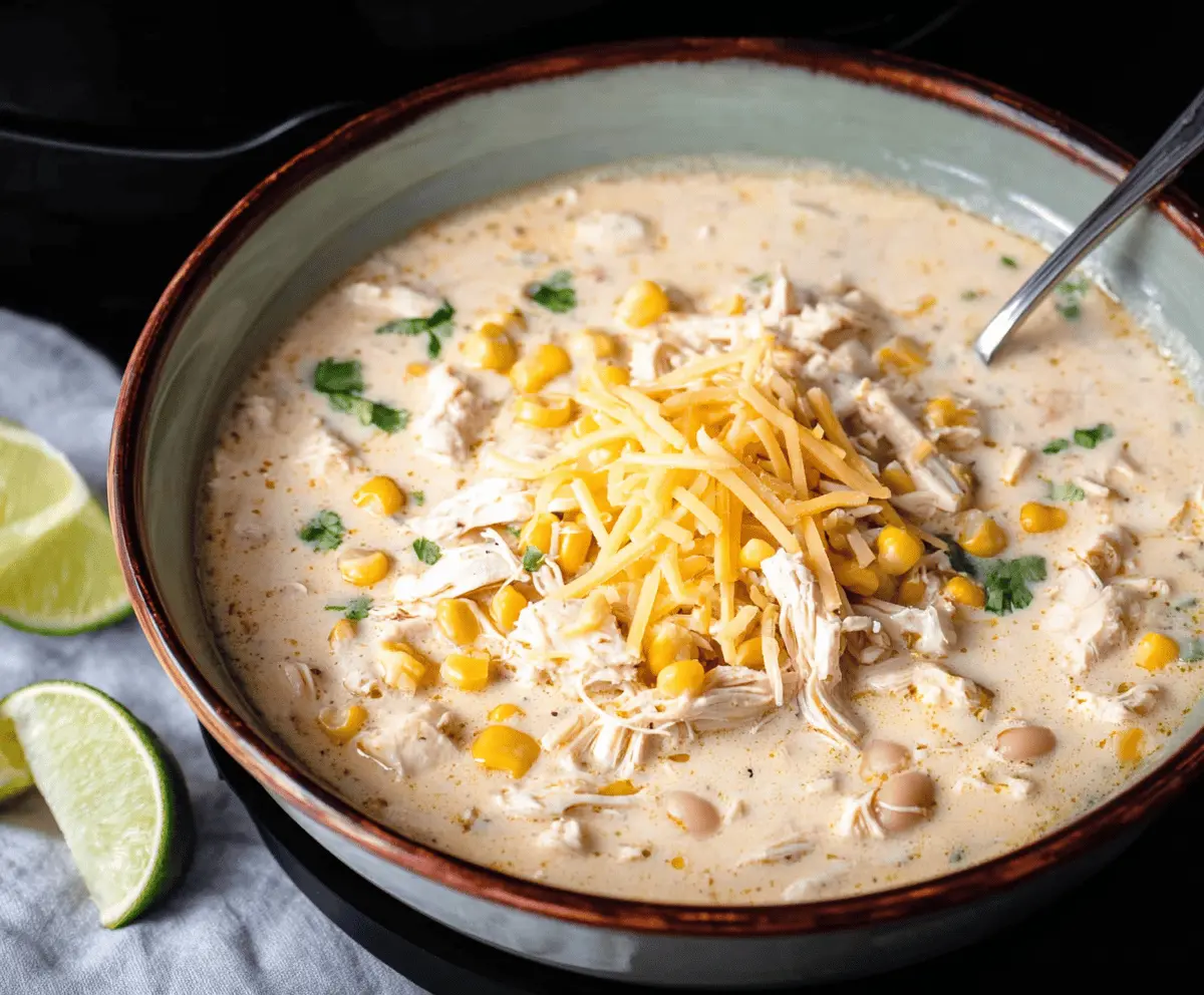 Creamy Crockpot White Chicken Chili 