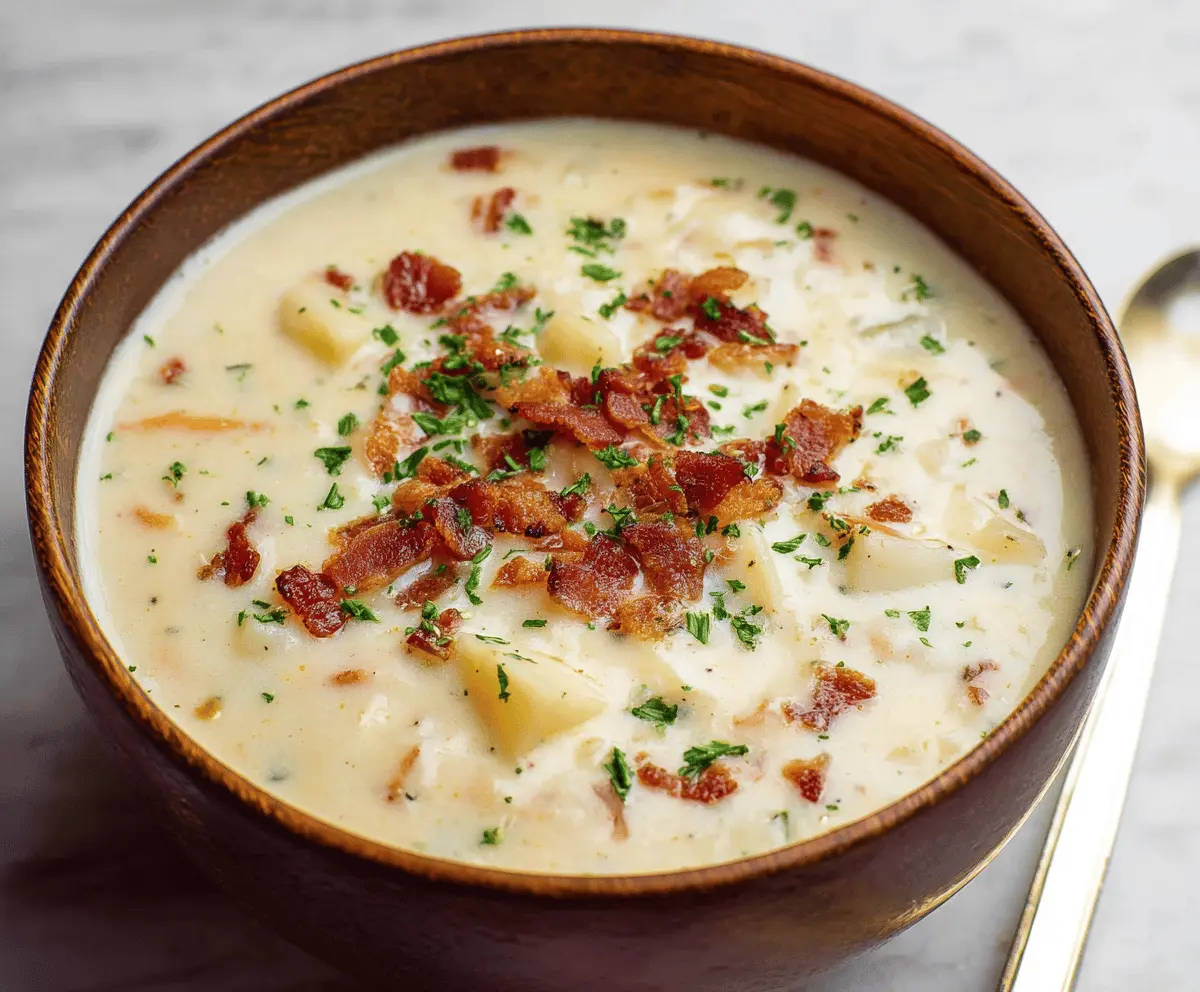 Creamy Potato Soup with Bacon Bits