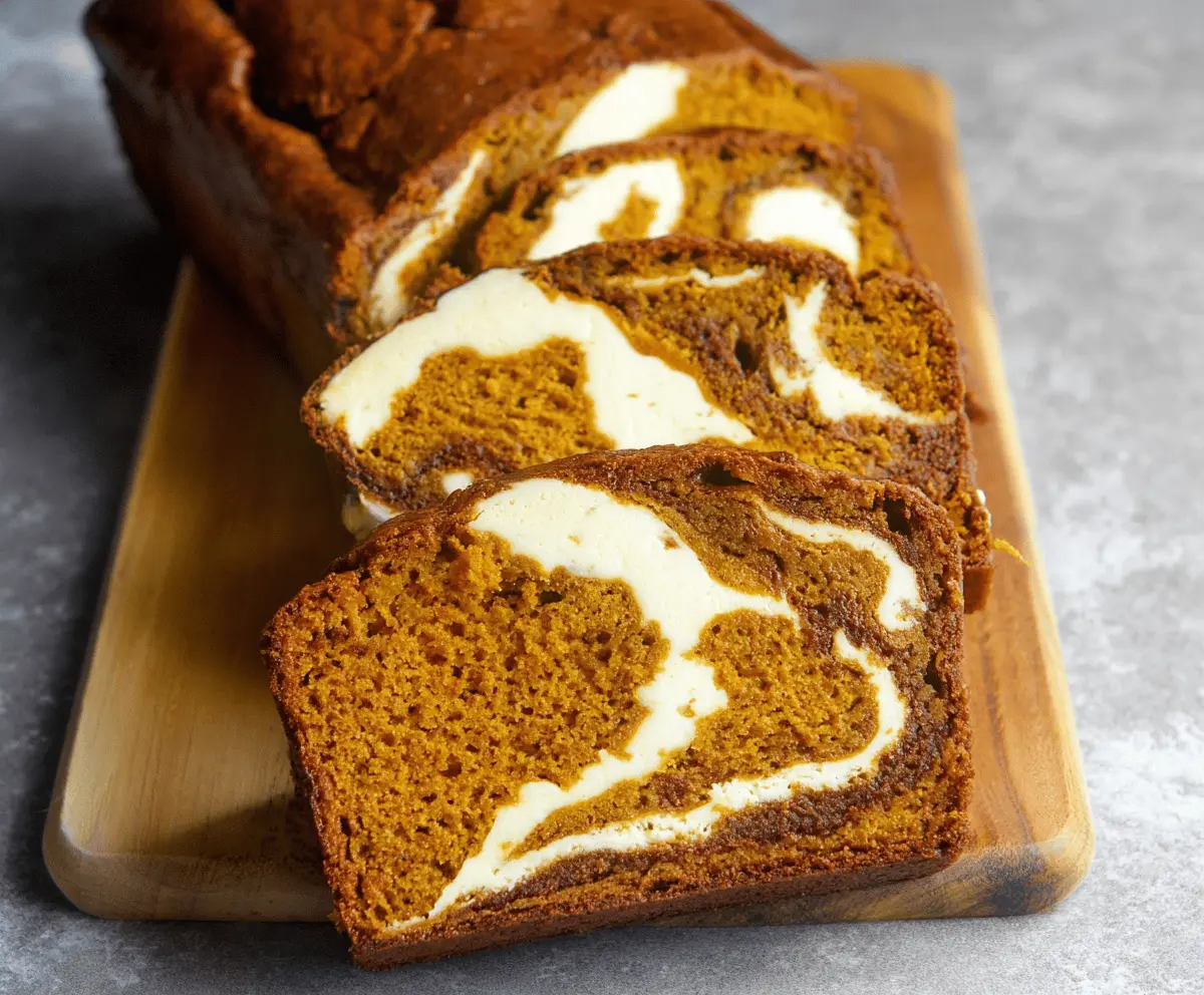 Easy Pumpkin Bread with Cream Cheese Swirl